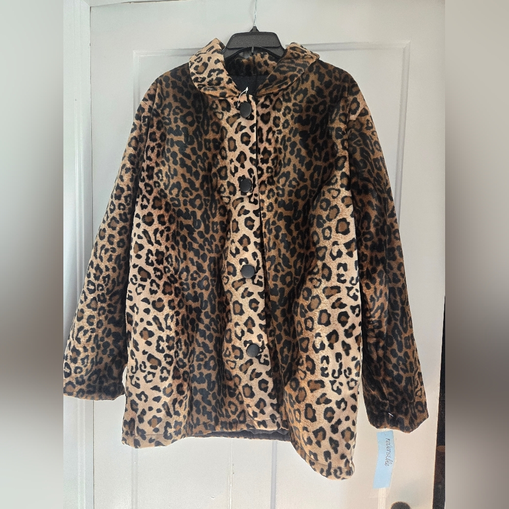Bnwts Haband Leopard Print Faux Fur Coat